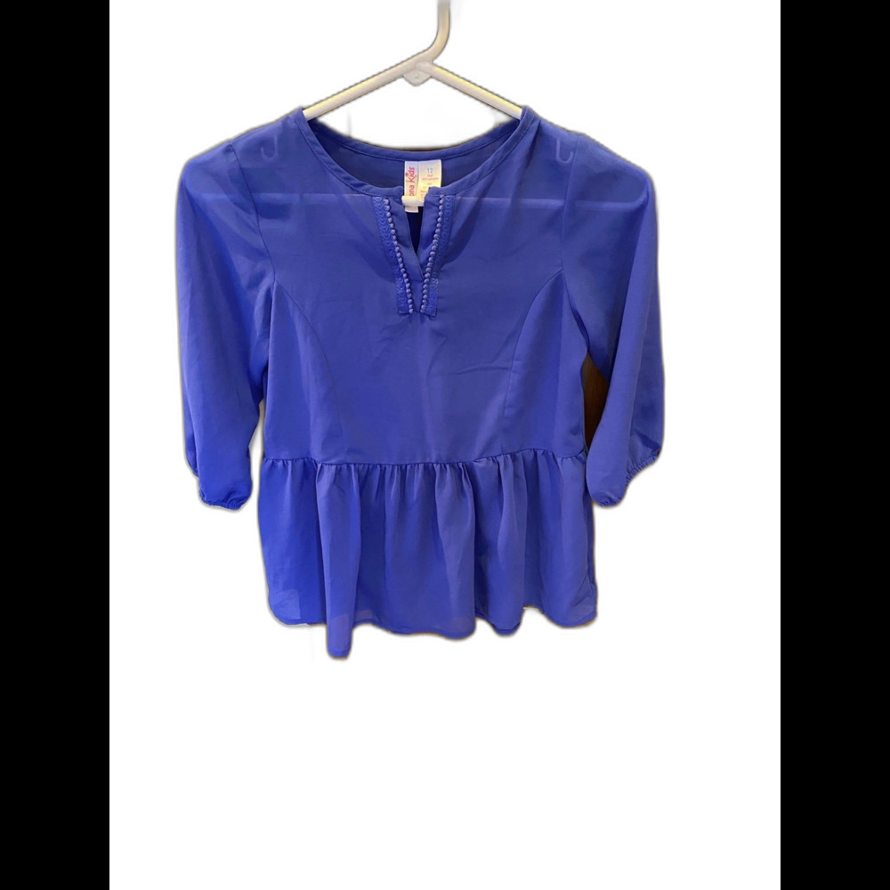 Japna Kids Blouse Girls Size 12‎  Royal Blue Sheer Shell Cami Underneath